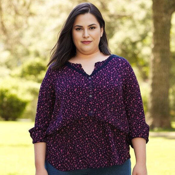 torrid Tops - New Babydoll Button-down Feminine Hi-low Top Size 2X Cotton Lace Accents NWT